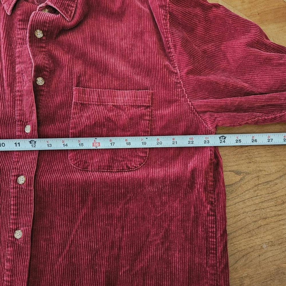Woolrich Mens L Vintage Corduroy Shirt Burgundy Button Up 100% Cotton USA - Picture 4 of 7